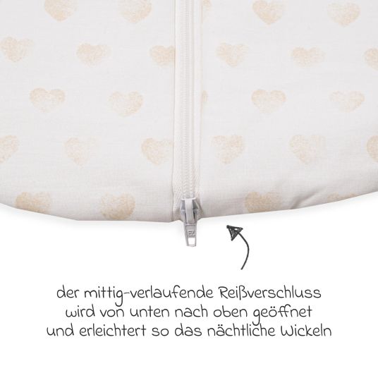Julius Zöllner Cuddle sleeping bag - Slumber hearts - size 70 cm