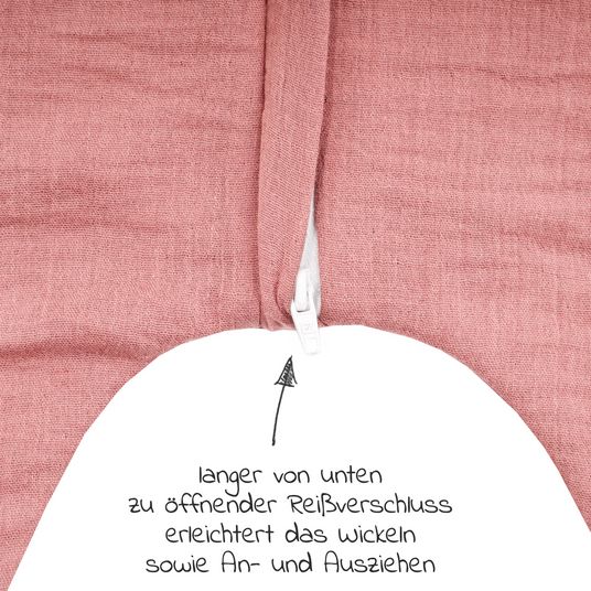 Julius Zöllner Summer sleeping bag with feet / jumper muslin - Dusty Rose - size 80