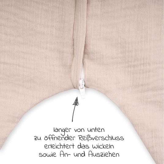 Julius Zöllner Summer sleeping bag with feet / jumper muslin - sand - size 80