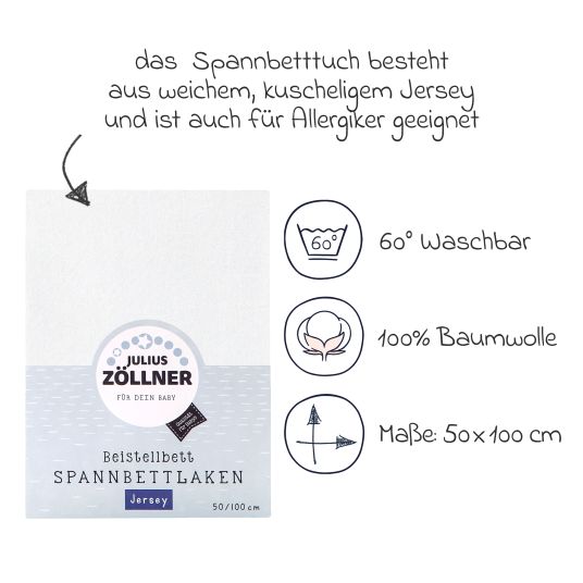 Julius Zöllner Spannbetttuch für Beistellbett 50 x 100 cm - Weiß