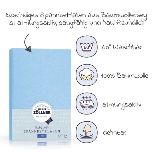 Julius Zöllner Spannbetttuch für Kinderbett 60 x 120 / 70 x 140 cm - Hellblau