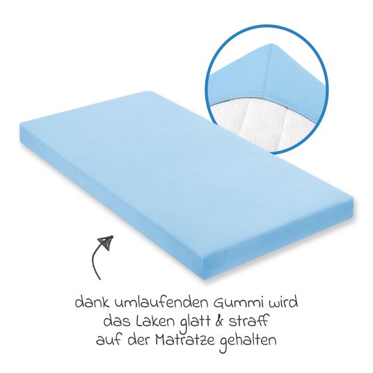 Julius Zöllner fitted sheet for cot 60 x 120 / 70 x 140 cm - light blue