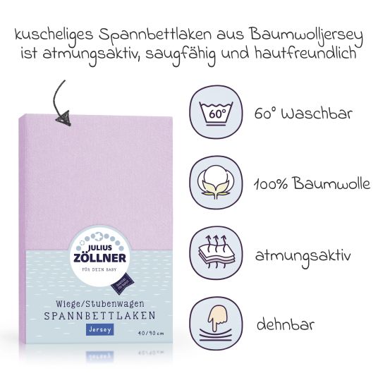 Julius Zöllner fitted sheet for small mattresses 40 x 90 cm - lilac