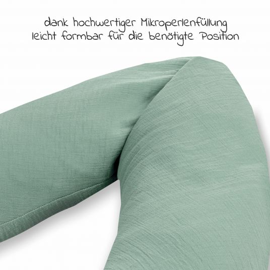 Julius Zöllner Nursing pillow micro bead filling incl. cover 190 cm - muslin - green