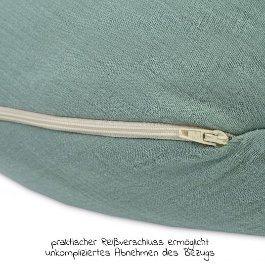 Julius Zöllner Cuscino per l'allattamento con imbottitura in microperle e fodera da 190 cm - Mussola - Verde