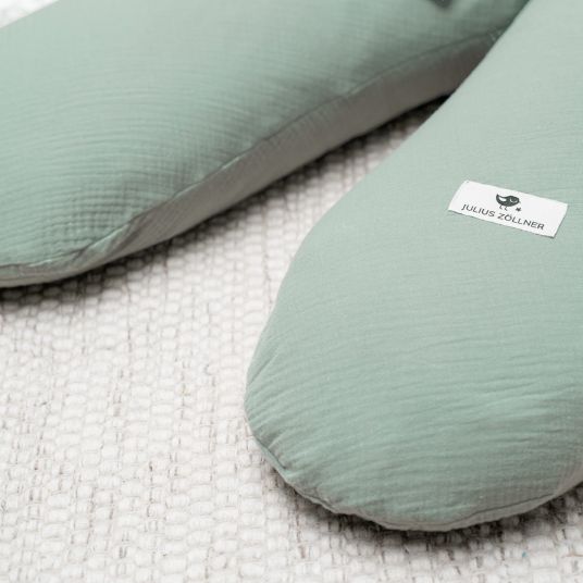 Julius Zöllner Nursing pillow micro bead filling incl. cover 190 cm - muslin - green