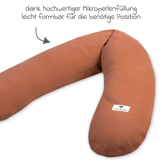 Julius Zöllner Nursing pillow with microbead filling incl. cover 190 cm - muslin - rust