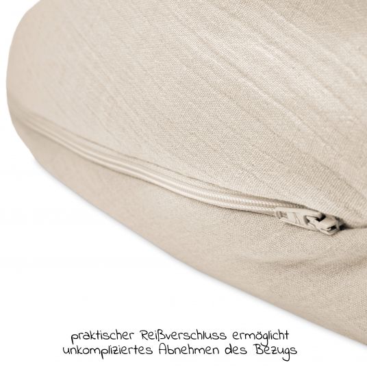 Julius Zöllner Cuscino per l'allattamento con imbottitura in microperle e fodera da 190 cm - Mussola - Sabbia