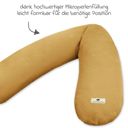 Julius Zöllner Nursing pillow with microbead filling incl. cover 190 cm - muslin - cinnamon