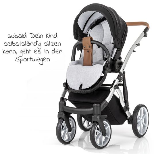 Junama 2in1 Kombi-Kinderwagen-Set Space inkl. Babywanne, Sportsitz,Wickeltasche & Regenschutz - Schwarz
