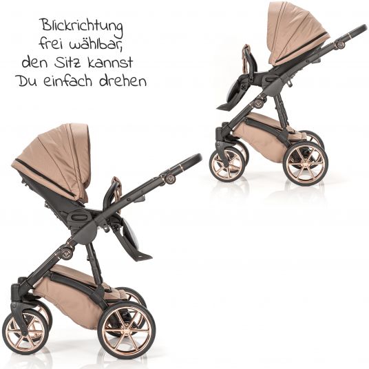 Junama 2in1 combination stroller set Termo Line Tex incl. - baby bath, sport seat, diaper bag, footmuff & hand muff - Beige