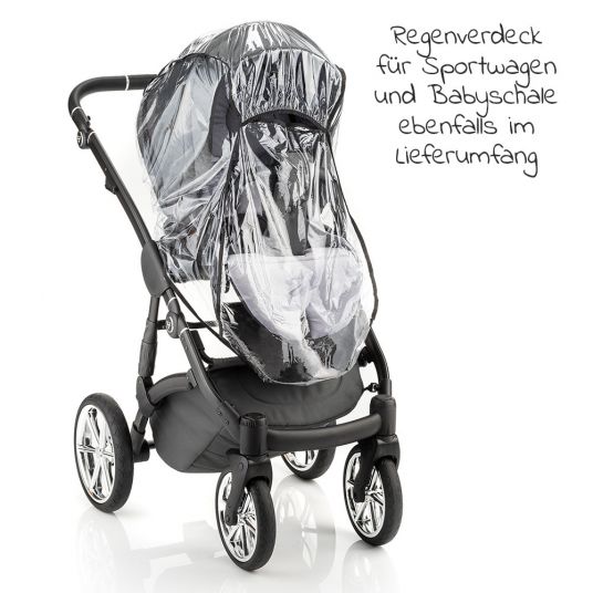 Junama 2in1 combination stroller set Termo Line Tex incl. - baby bath, sport seat, diaper bag, footmuff & hand muff - Grey