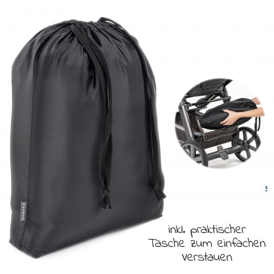 Junama 2in1 combination stroller set Termo Line Tex incl. - baby bath, sport seat, diaper bag, footmuff & hand muff - Black