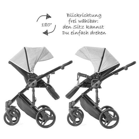 Junama Combi stroller Diamond incl. baby bath, sport seat, diaper bag & rain cover - Grey