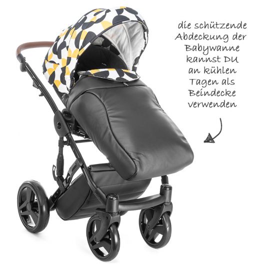 Junama Kombi-Kinderwagen Madena inkl. Babywanne, Sportsitz, Wickeltasche & Regenschutz - Packman