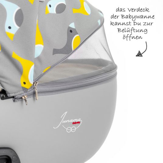 Junama Passeggino Madena Combi con navicella, seggiolino sportivo, borsa fasciatoio e parapioggia - Skylark