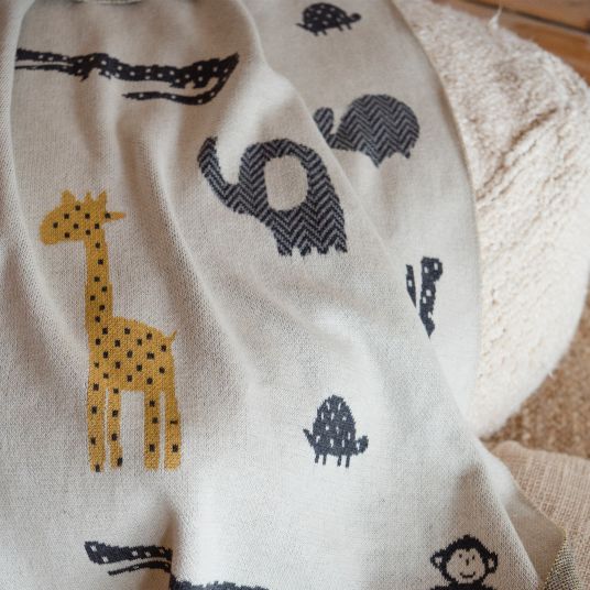Kaiser Baby blanket Animal in knitted look organic made of 100% organic cotton 80 x 100 cm - Natural Combo