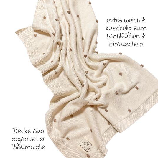 Kaiser Babydecke Knots in Strickoptik aus 100% Organic Cotton 80 x 100 cm - Creme / Knots Light Brown
