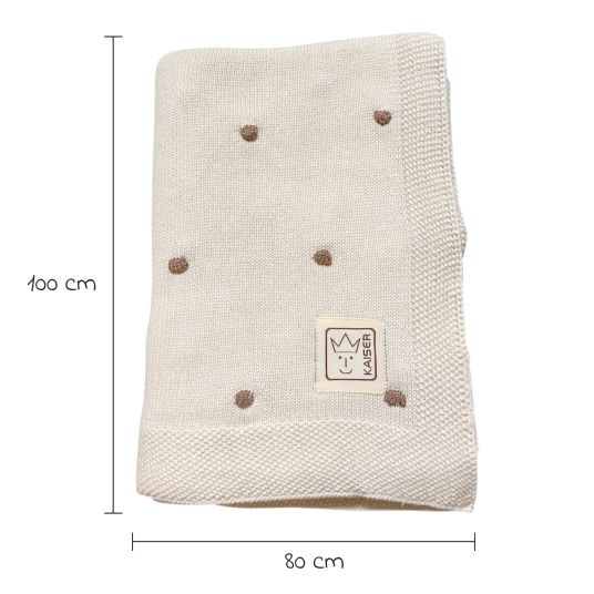 Kaiser Knots baby blanket in knitted look made of 100% organic cotton 80 x 100 cm - Cream / Knots Light Brown