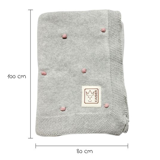Kaiser Coperta per neonati Knots in maglia di cotone biologico al 100% 80 x 100 cm - Grigio chiaro / Knots Pink