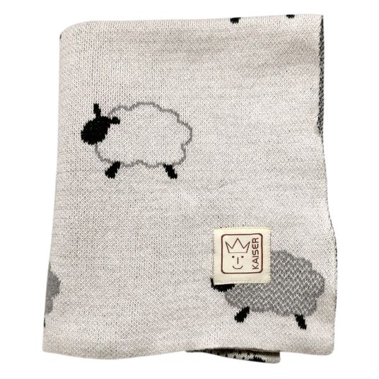 Kaiser Baby blanket Sheep in knitted look made of 100% organic cotton 80 x 100 cm - Natural Combo