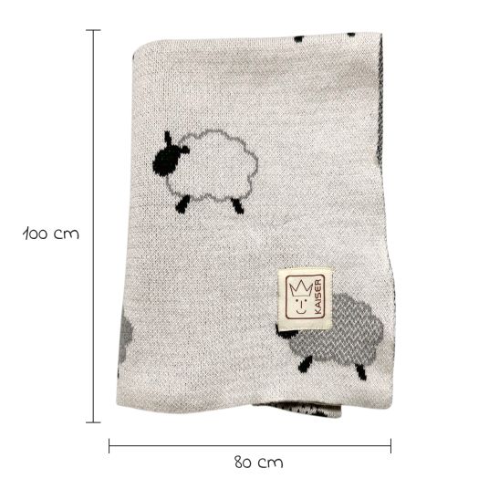 Kaiser Baby blanket Sheep in knitted look made of 100% organic cotton 80 x 100 cm - Natural Combo
