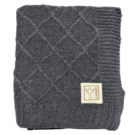 Kaiser Babydecke Wool in Strickoptik aus 100% Merino Wolle 80 x 100 cm - Graphite