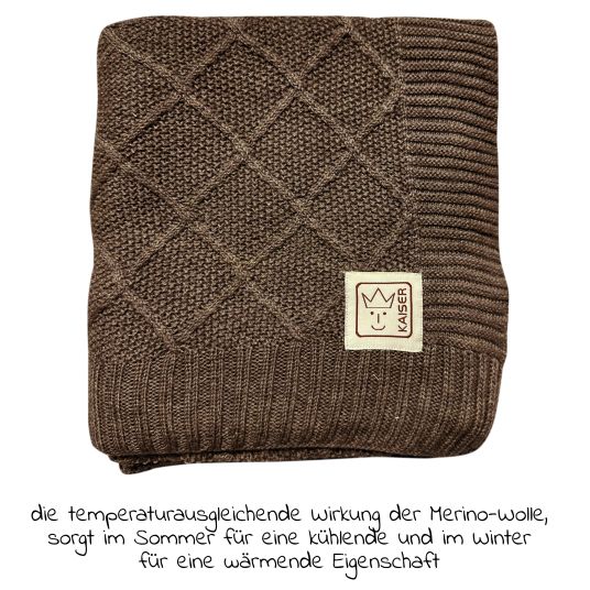 Kaiser Coperta per bebè in lana lavorata a maglia realizzata in 100% lana merino 80 x 100 cm - Latte'