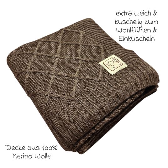 Kaiser Babydecke Wool in Strickoptik aus 100% Merino Wolle 80 x 100 cm - Latte´