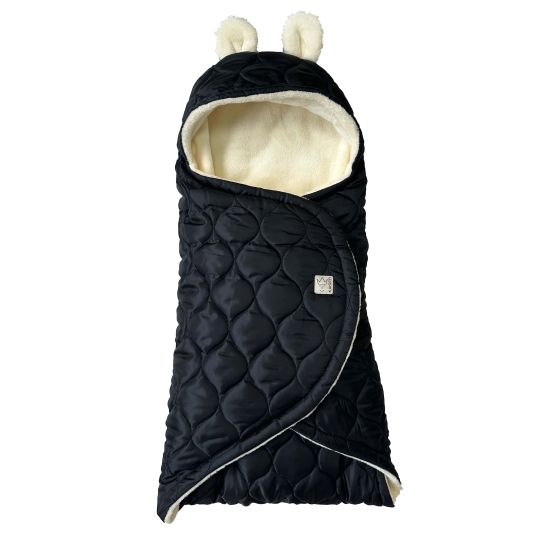 Kaiser Recy Small wrap-around blanket made from 100% recycled polyester for infant car seats - Black Cream