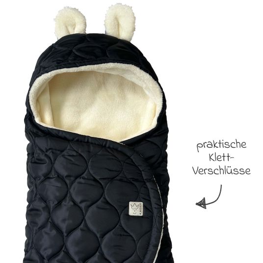 Kaiser Einschlagdecke Recy Small aus 100% recyceltes Polyester für Babyschalen - Black Cream