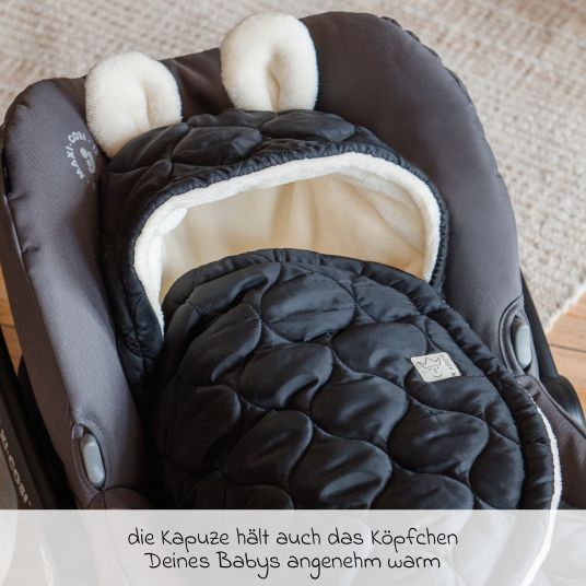 Kaiser Einschlagdecke Recy Small aus 100% recyceltes Polyester für Babyschalen - Black Cream