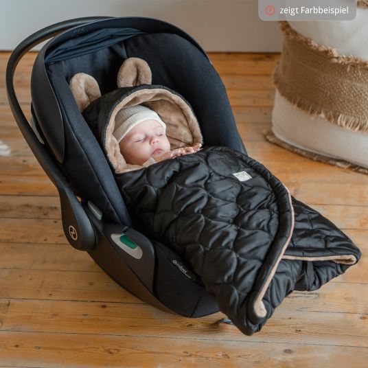 Kaiser Recy Small wrap-around blanket made from 100% recycled polyester for infant car seats - Black Cream