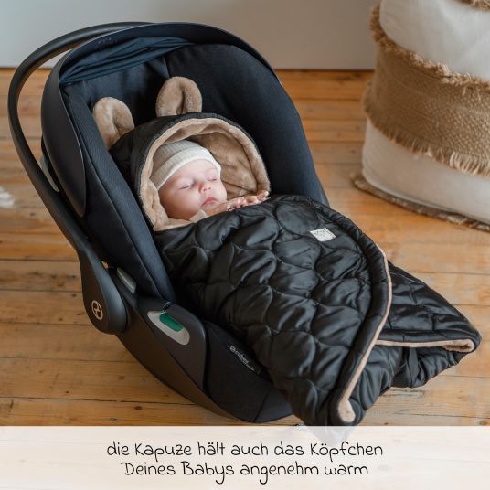 Kaiser Einschlagdecke Recy Small aus 100% recyceltes Polyester für Babyschalen - Black Light Brown