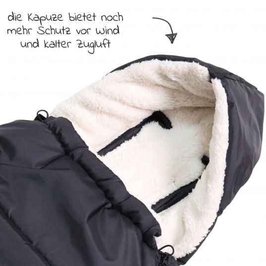 Kaiser Fleece-Fußsack Hoody 2.0 für Babyschale und Babywanne - Black