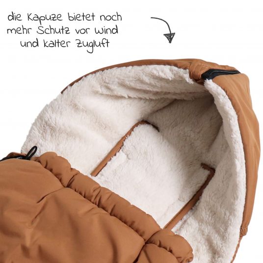Kaiser Fleece-Fußsack Hoody 2.0 für Babyschale und Babywanne - Camel