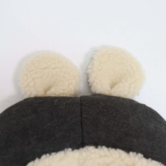 Kaiser Fleece-Fußsack Hoody Maus Wool Fütterung aus 100% Schafwolle für Babyschalen und Babywanne - Dark Shadow