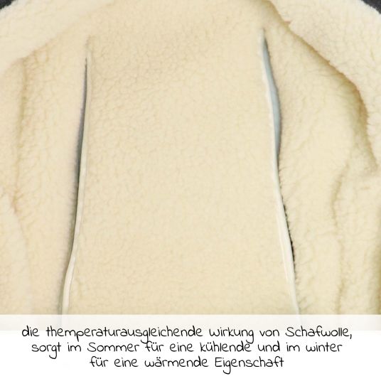 Kaiser Fleece-Fußsack Hoody Maus Wool Fütterung aus 100% Schafwolle für Babyschalen und Babywanne - Dark Shadow