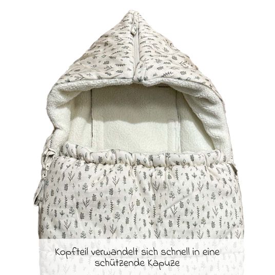 Kaiser Fleece-Fußsack Jersey Hood für Babyschalen & Babywannen - Leave