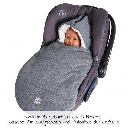 Kaiser Fleece-Fußsack Jersey Hood für Babyschalen und Babywannen - Dark Grey