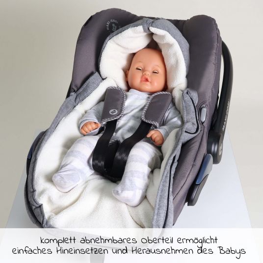 Kaiser Fleece footmuff Jersey Hood for infant carriers and bassinets - Dark Grey