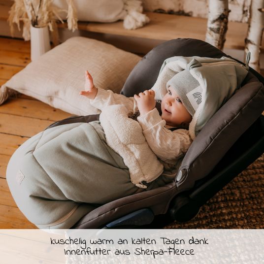 Kaiser Fleece-Fußsack Jersey Hood für Babyschalen und Babywannen - Slit Green