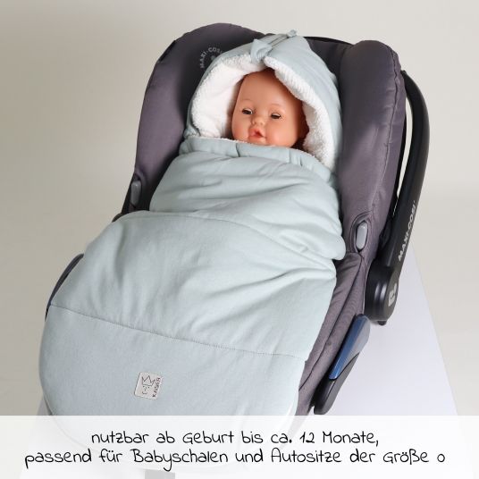 Kaiser Fleece footmuff Jersey Hood for infant carriers and bassinets - Slit Green