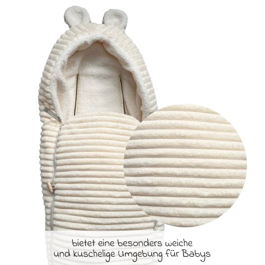 Kaiser Fleece-Fußsack Plushy für Babyschalen & Babywannen - Ecru