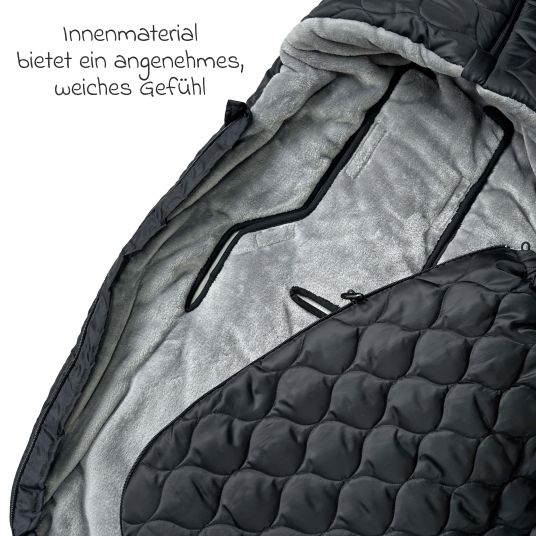 Kaiser Fleece footmuff Recy XL made from 100% recycled polyester for baby carriages & buggies - Black Grey