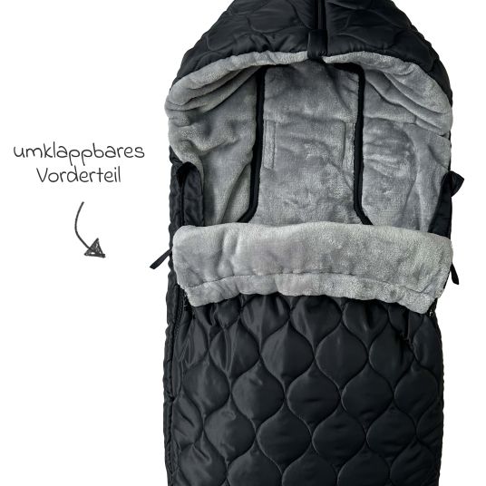 Kaiser Fleece footmuff Recy XL made from 100% recycled polyester for baby carriages & buggies - Black Grey