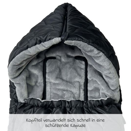 Kaiser Fleece footmuff Recy XL made from 100% recycled polyester for baby carriages & buggies - Black Grey