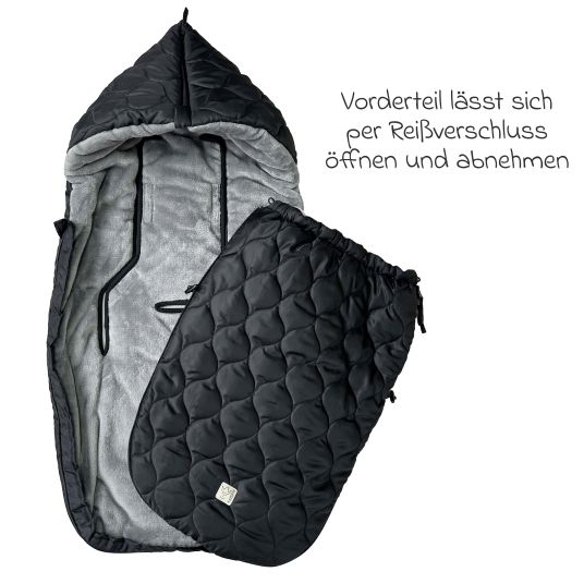 Kaiser Fleece footmuff Recy XL made from 100% recycled polyester for baby carriages & buggies - Black Grey