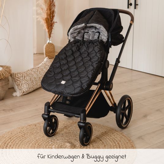 Kaiser Fleece footmuff Recy XL made from 100% recycled polyester for baby carriages & buggies - Black Grey