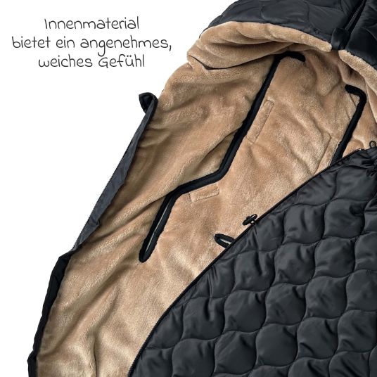 Kaiser Fleece footmuff Recy XL made from 100% recycled polyester for baby carriages & baby carriages - Black Light Brown